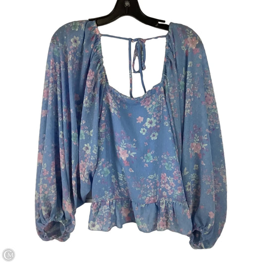 Top Long Sleeve By Dress Up In Blue & Pink, Size: L