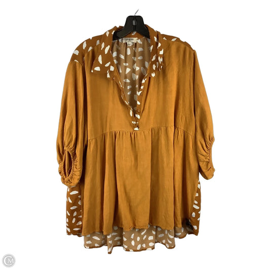 Top Short Sleeve By Umgee In White & Yellow, Size: L