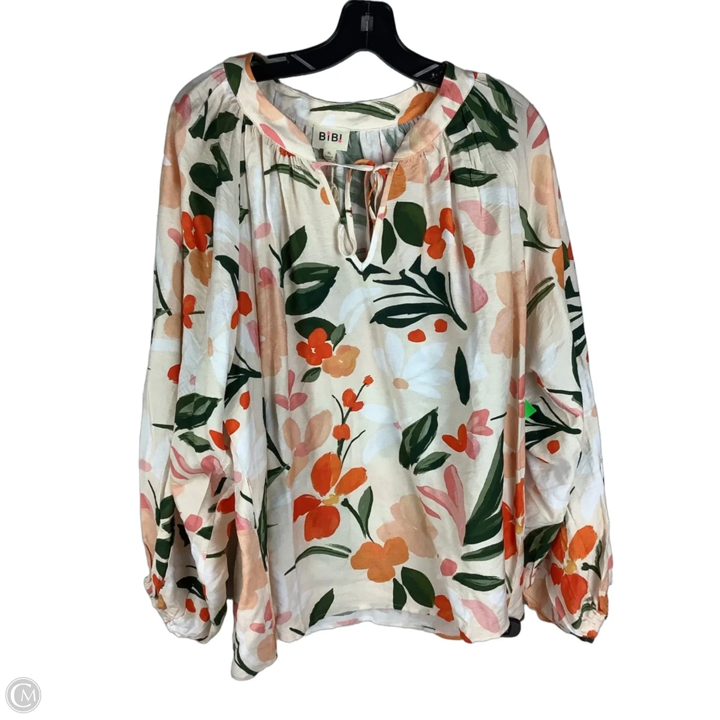 Top Long Sleeve By Bibi In Floral Print, Size: Xl