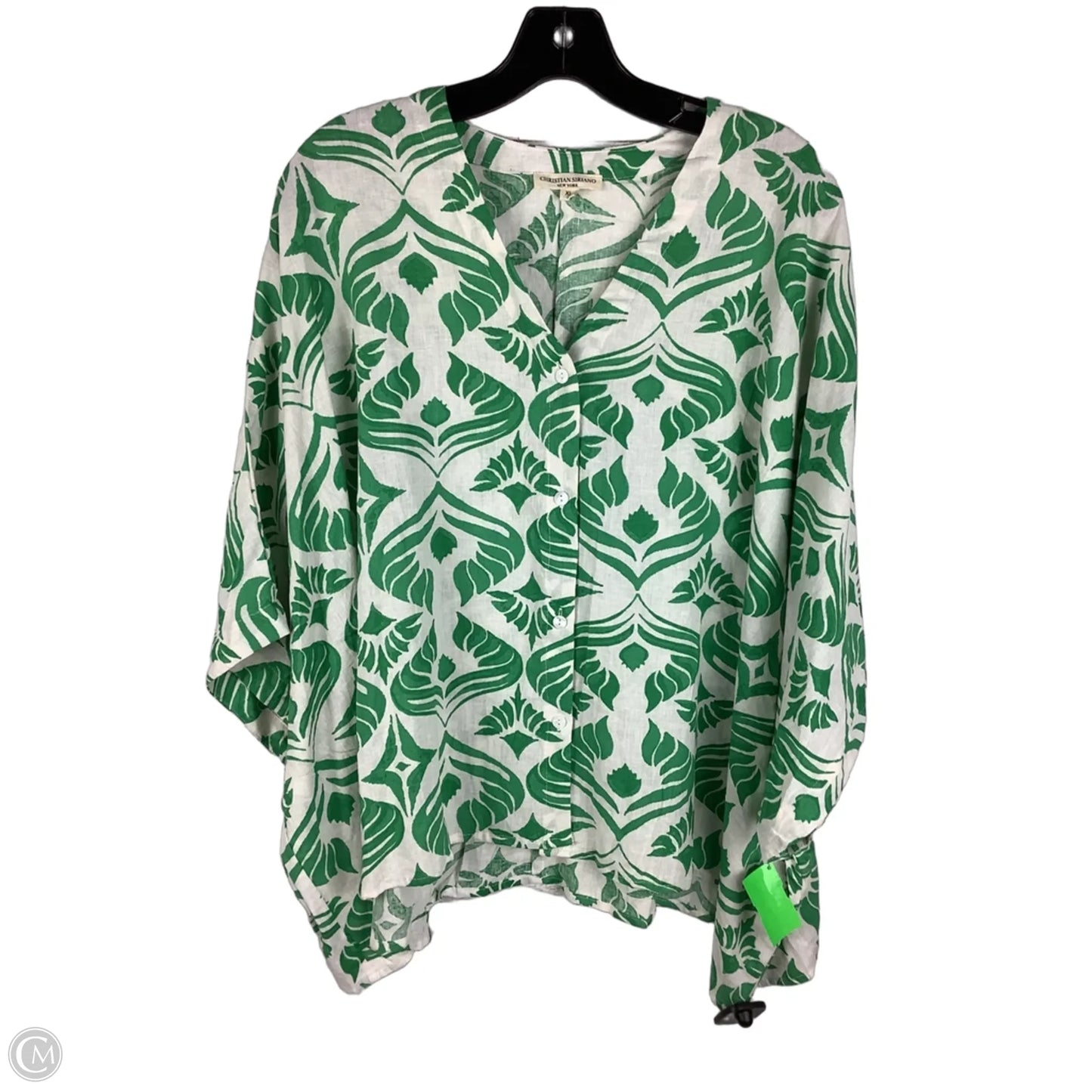 Top Short Sleeve By Christian Siriano In Green, Size: Xl