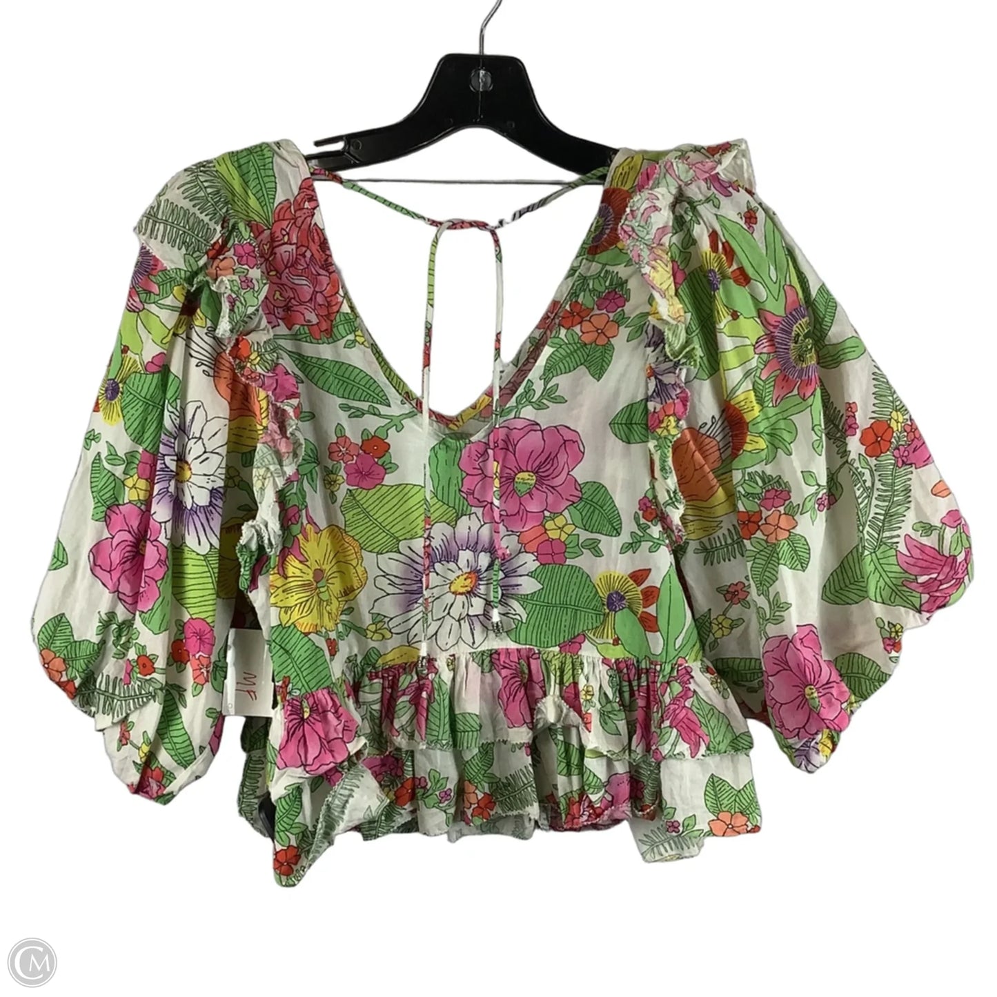 Top Short Sleeve By Cmc In Floral Print, Size: Xs 100% COTTON