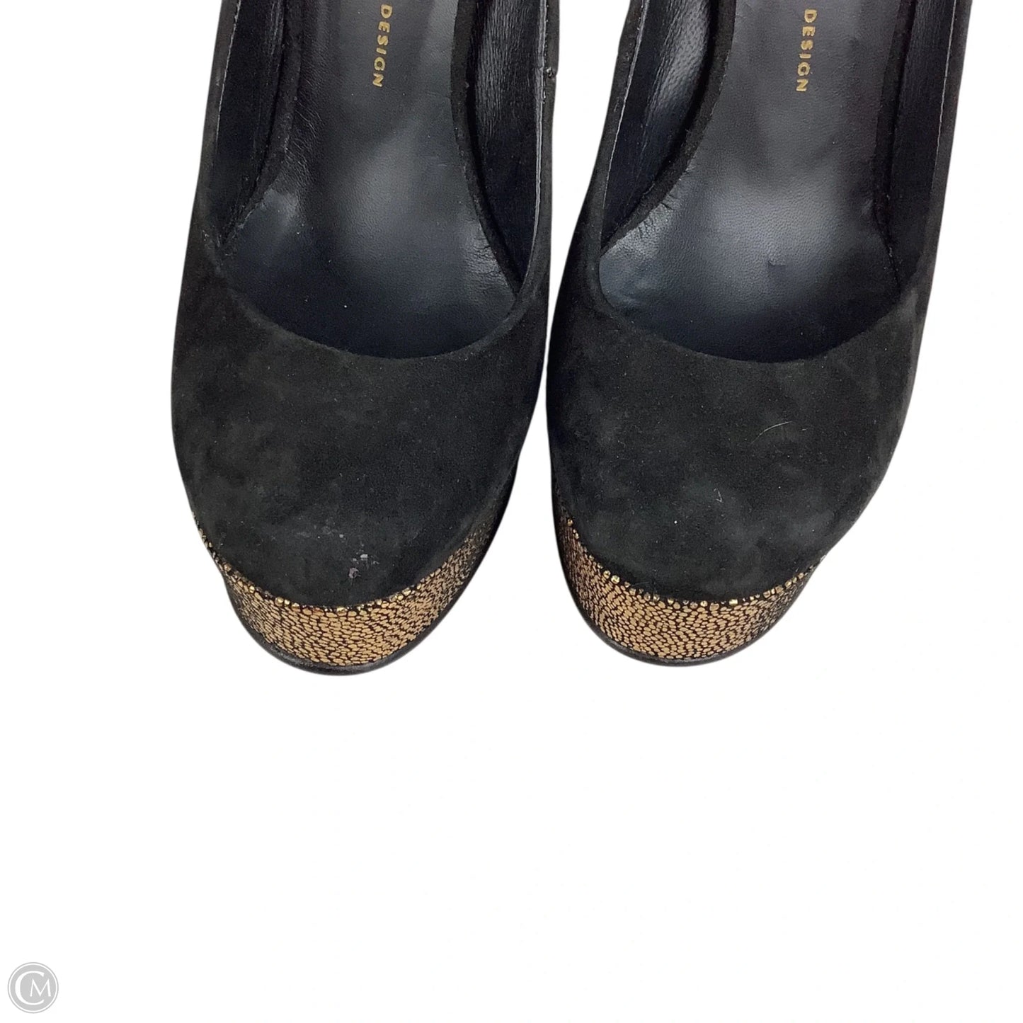 Shoes Designer By Giuseppe Zanotti In Black & Gold, Size: 36.5
