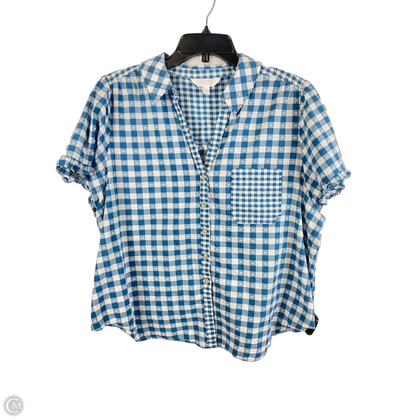 Top Short Sleeve By Lc Lauren Conrad In Blue & White, Size: Xxl