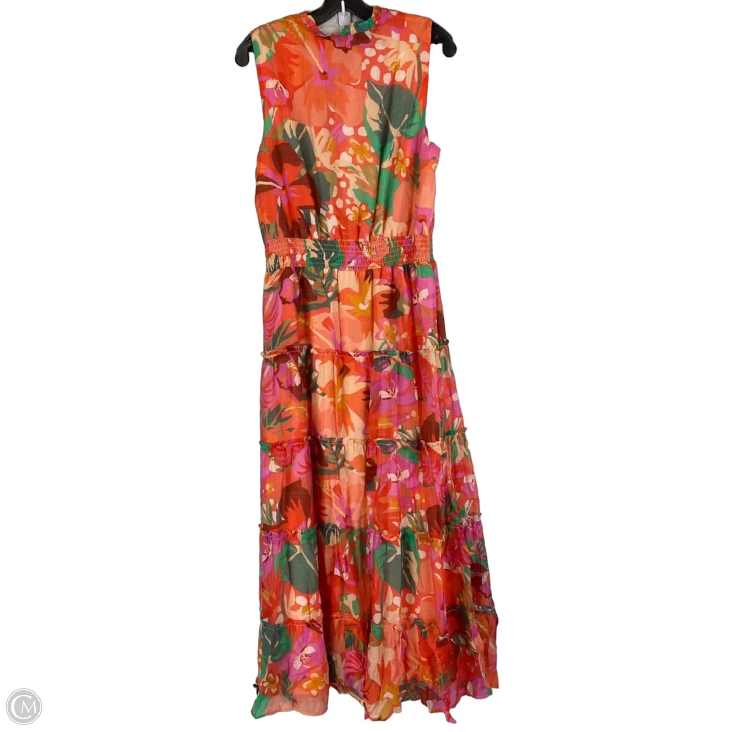 Dress Casual Maxi By Msk In Green & Orange, Size: L