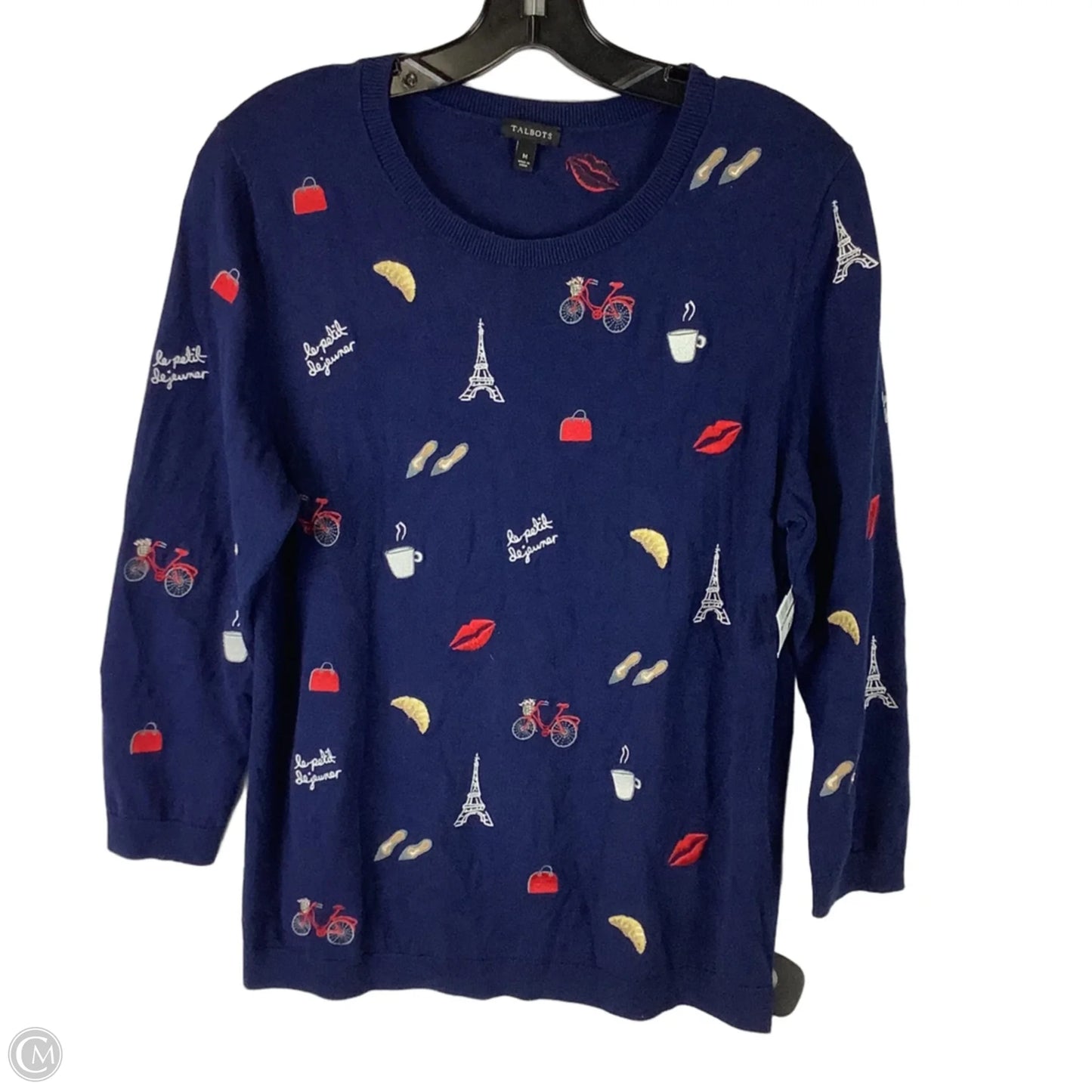 Top Long Sleeve By Talbots In Blue & Red & White, Size: M