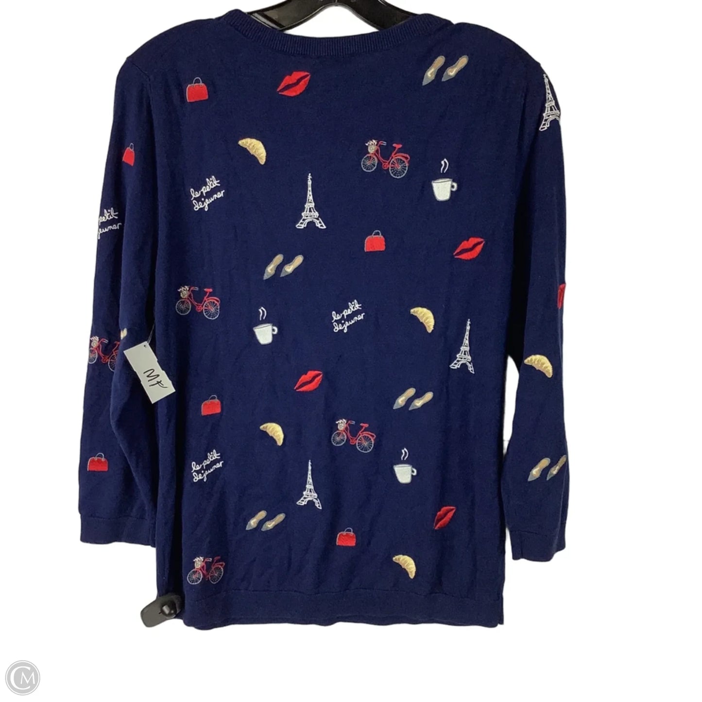 Top Long Sleeve By Talbots In Blue & Red & White, Size: M