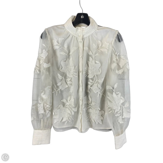 Top Long Sleeve By Topshop In White, Size: 6