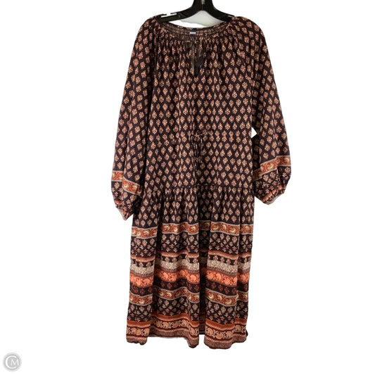 Dress Casual Midi By Old Navy In Brown & Orange, Size: M