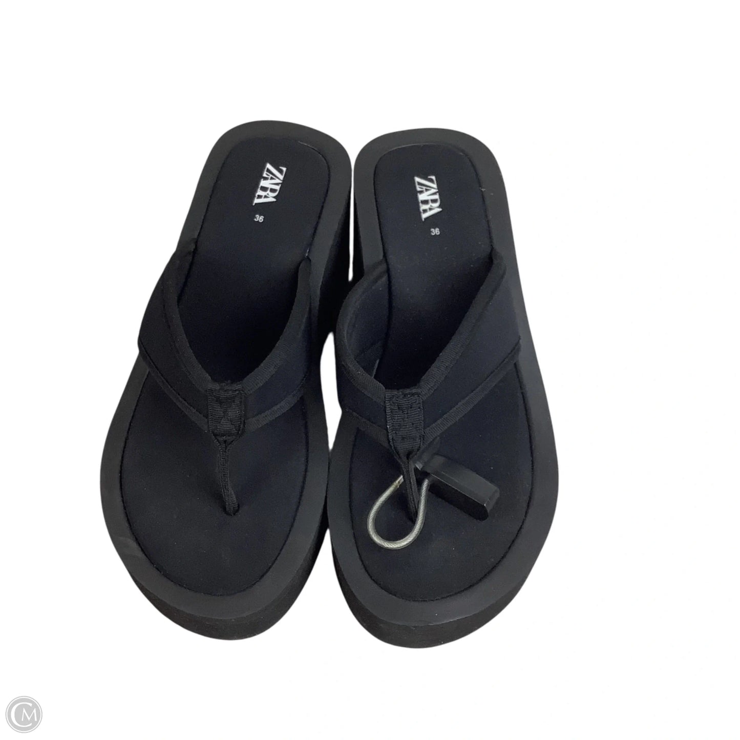 Sandals Heels Wedge By Zara In Black, Size: 36