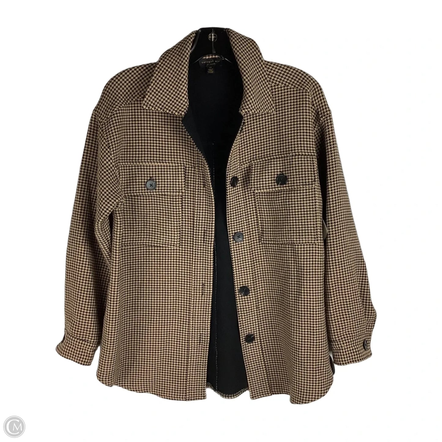 Jacket Shirt By Current Air In Black & Tan, Size: Xs