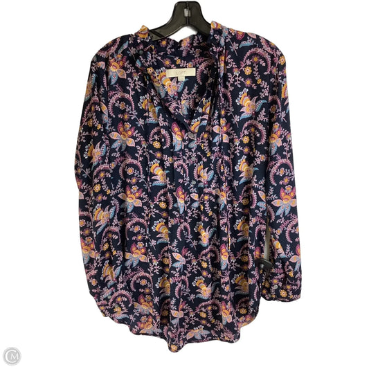 Top Long Sleeve By Loft In Multi-colored, Size: M