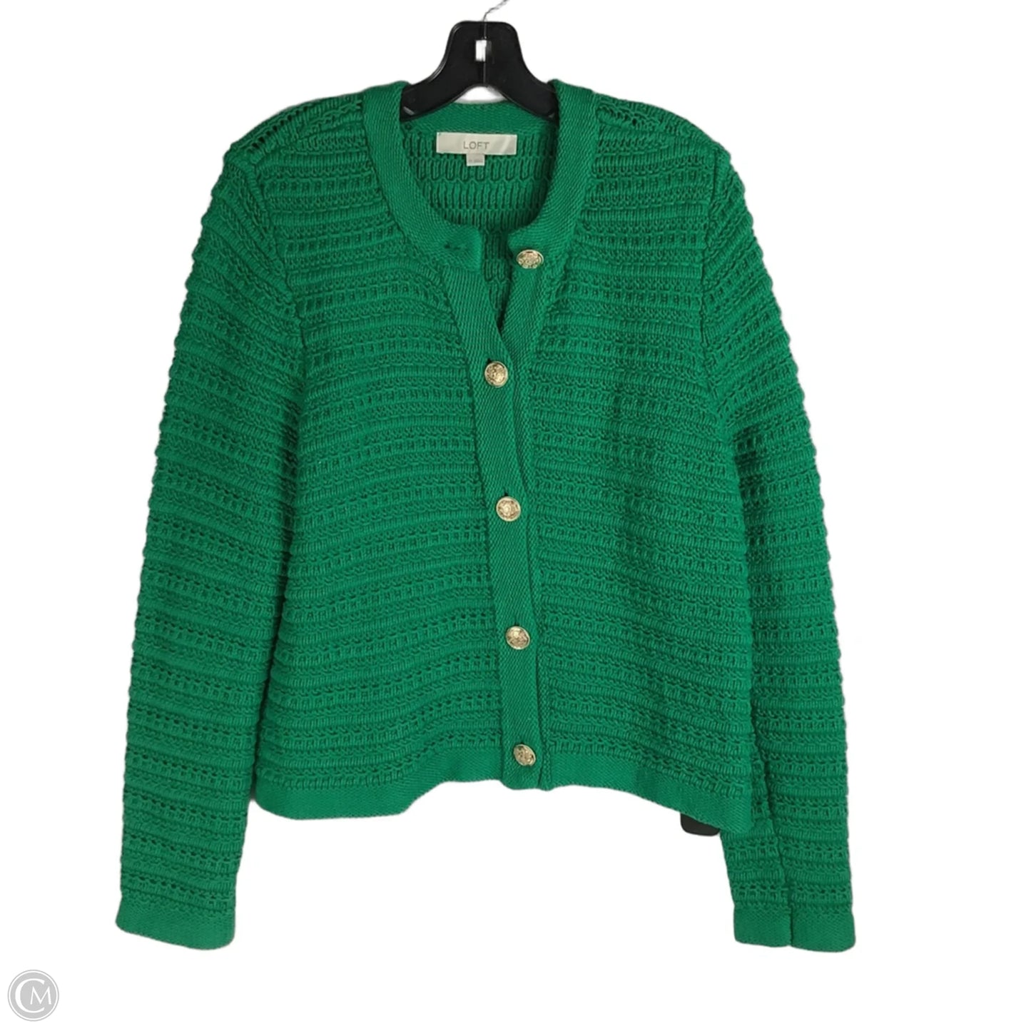 Sweater Cardigan By Loft In Green, Size: Xl