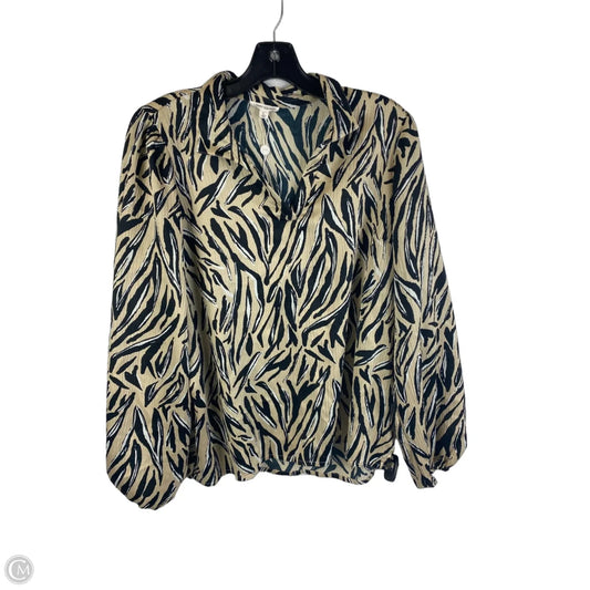 Top Long Sleeve By Mary Square In Black & Cream, Size: L