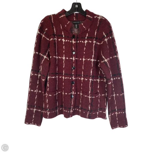 Sweater Cardigan By Adrienne Vittadini In Red & White, Size: Xl