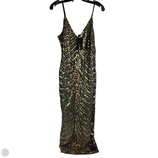 Dress Party Long By Fashion Nova In Black & Gold, Size: L