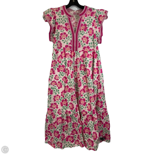 Dress Casual Midi By Entro In Green & Pink, Size: L