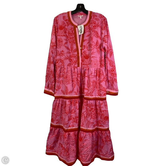 Dress Casual Midi By Tcec In Pink & Red, Size: L