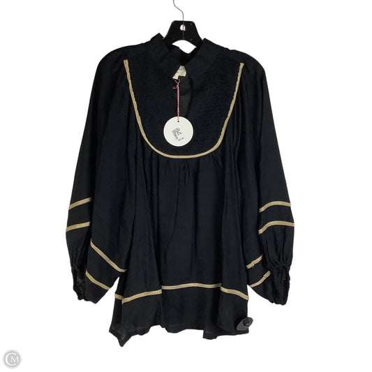 Top Long Sleeve By Umgee In Black & Gold, Size: L