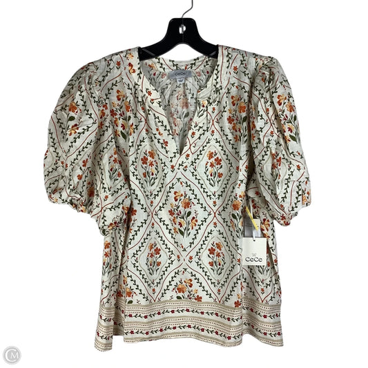 Top Short Sleeve By Cece In Floral Print, Size: L