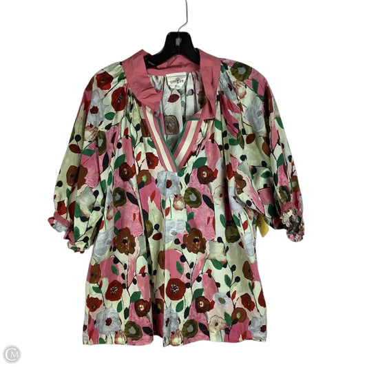 Top Short Sleeve By Umgee In Floral Print, Size: 1x