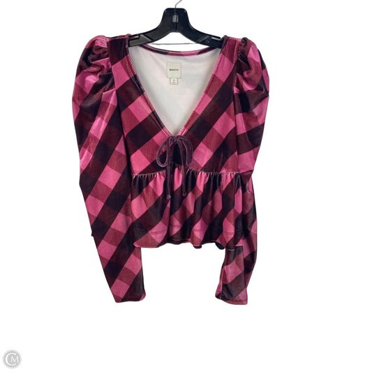 Top Long Sleeve By Maeve In Brown & Pink, Size: M