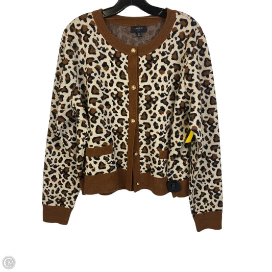 Sweater Cardigan By Tahari In Leopard Print, Size: Xl