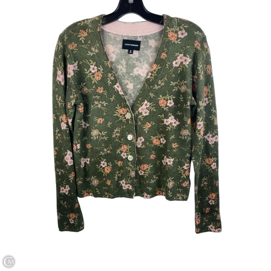 Sweater Cardigan By Lucky Brand In Green & Pink, Size: M