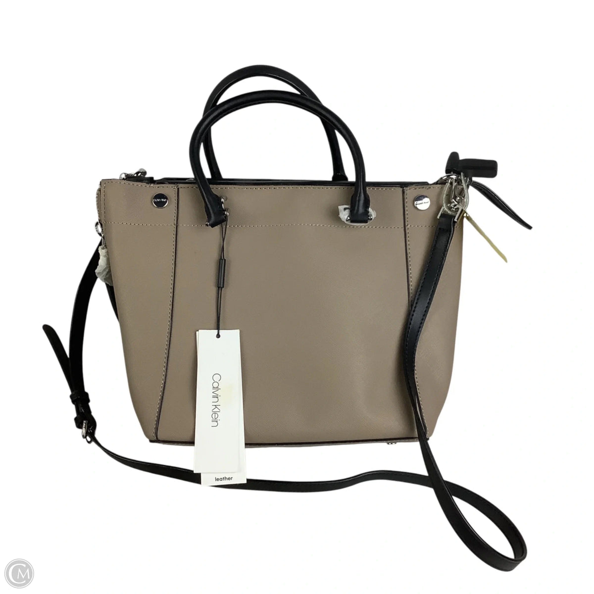 Handbag Leather By Calvin Klein, Size: Medium