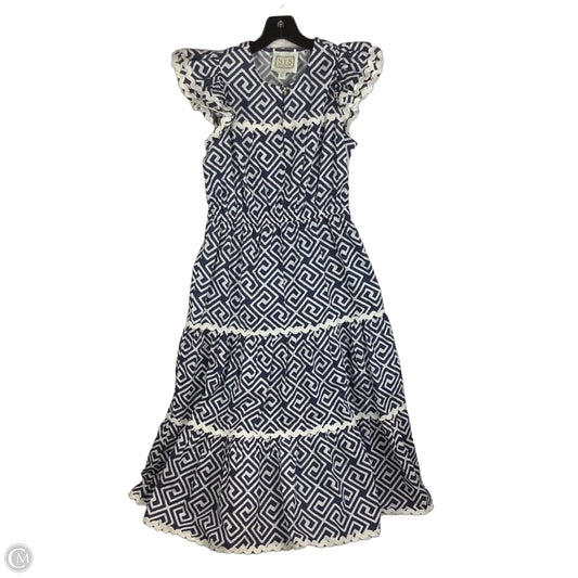 Dress Casual Midi By Sail To Sable In Blue & White, Size: Xs