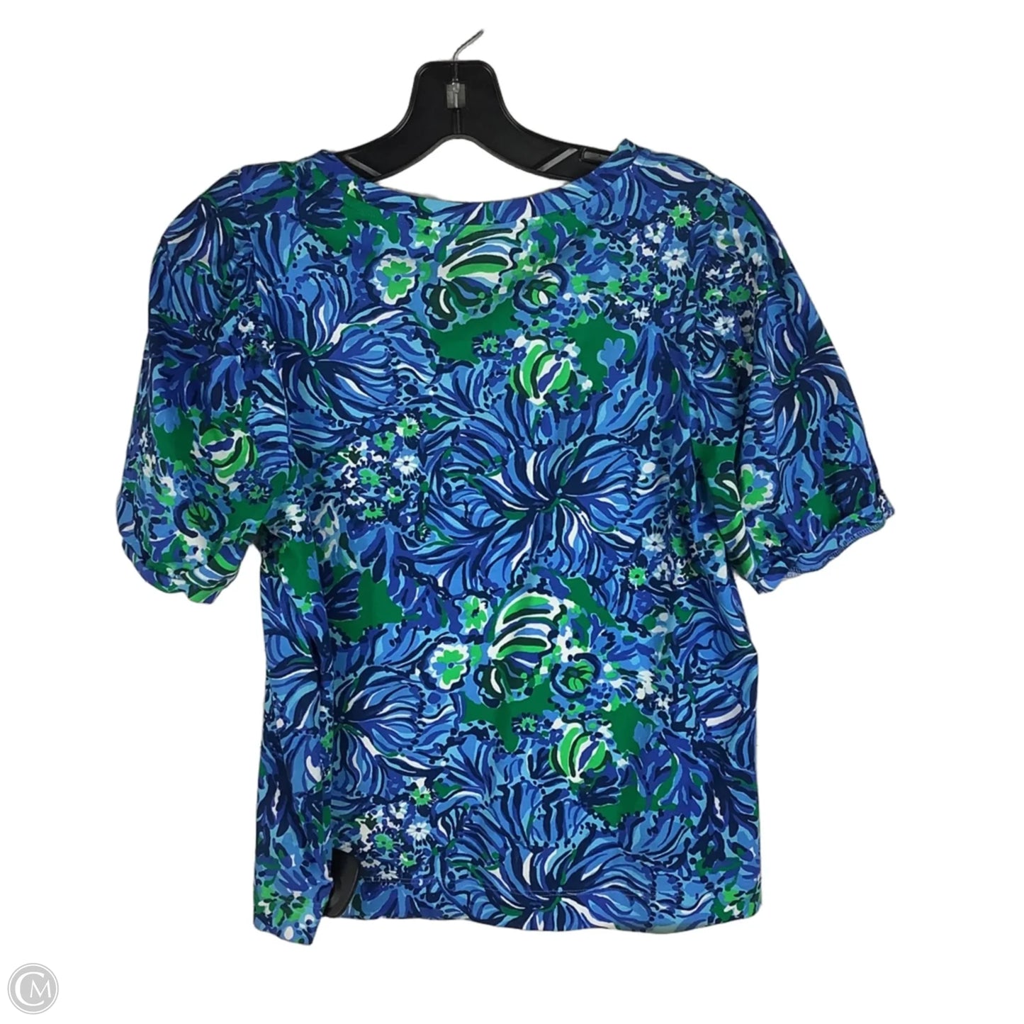 Top Short Sleeve Designer By Lilly Pulitzer In Blue & Green, Size: L