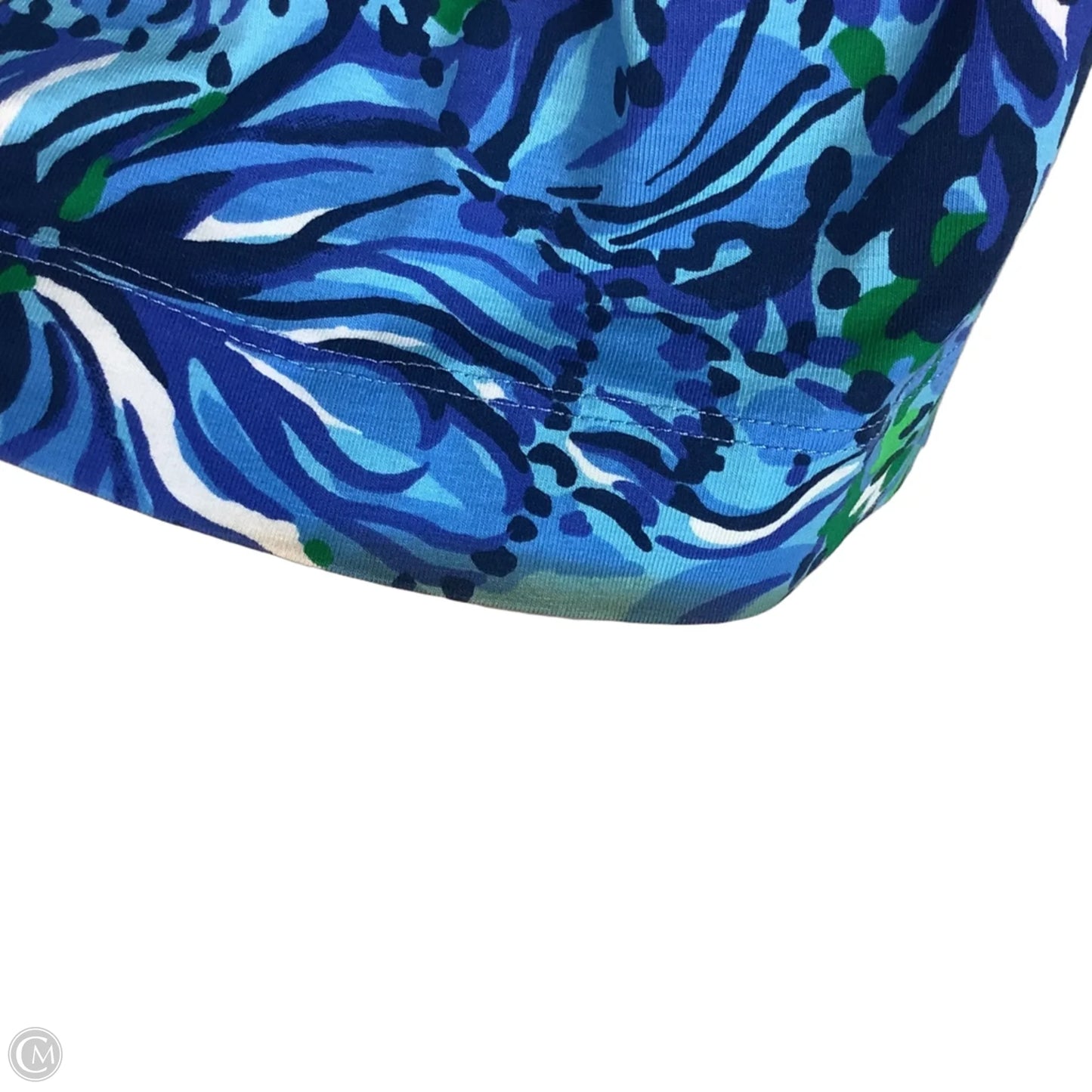 Top Short Sleeve Designer By Lilly Pulitzer In Blue & Green, Size: L
