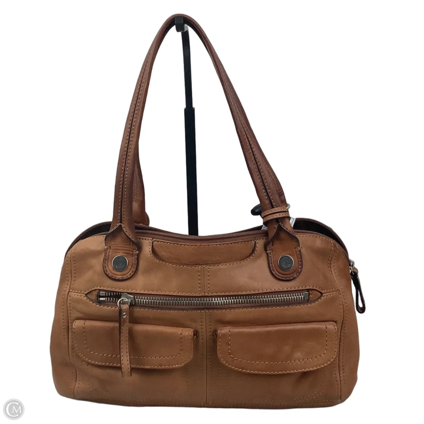 Handbag Leather By Fossil, Size: Medium