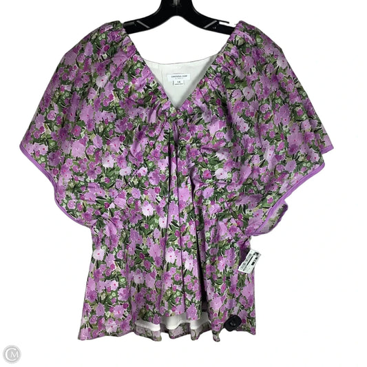 Top Short Sleeve By Chicsoul In Floral Print, Size: 1x