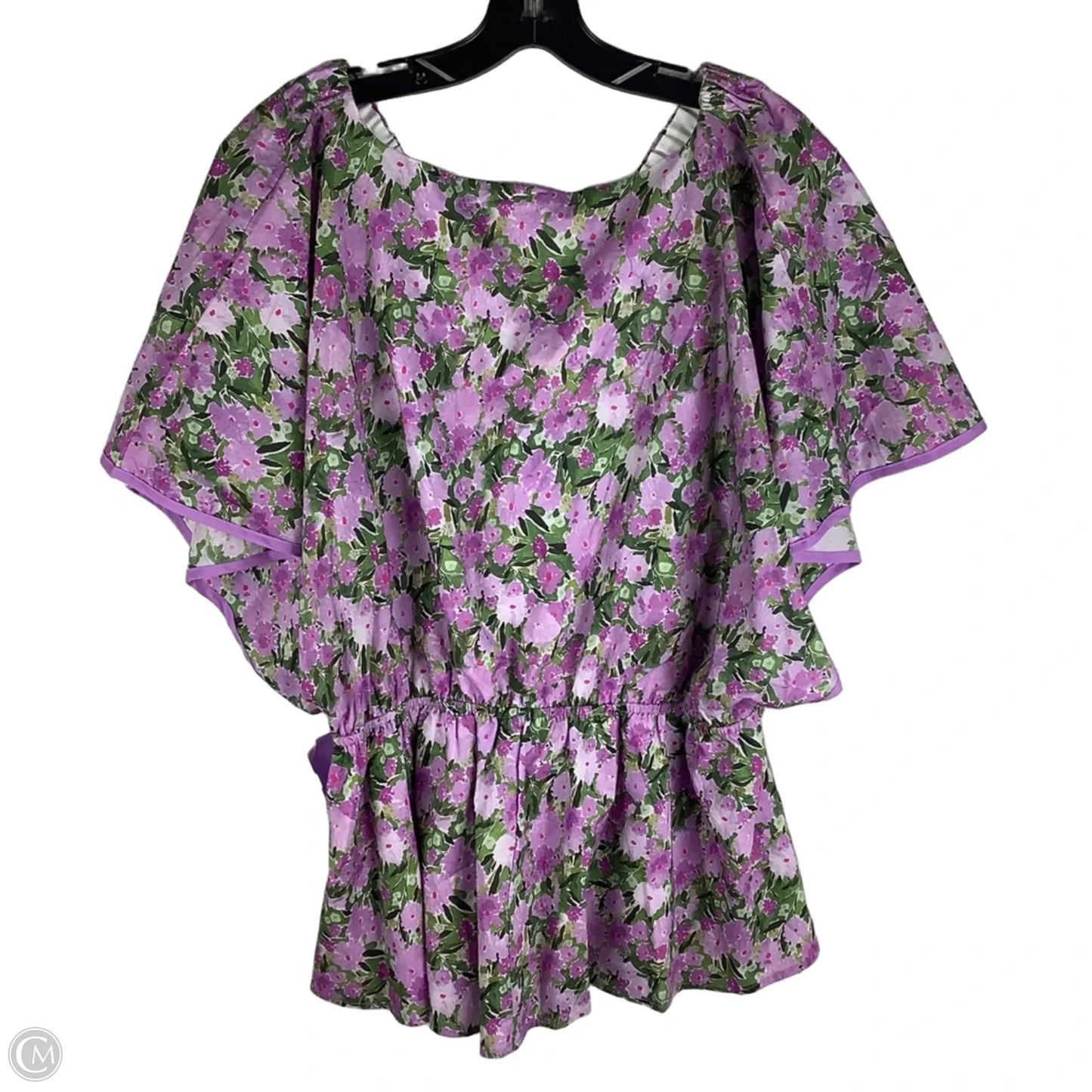 Top Short Sleeve By Chicsoul In Floral Print, Size: 1x