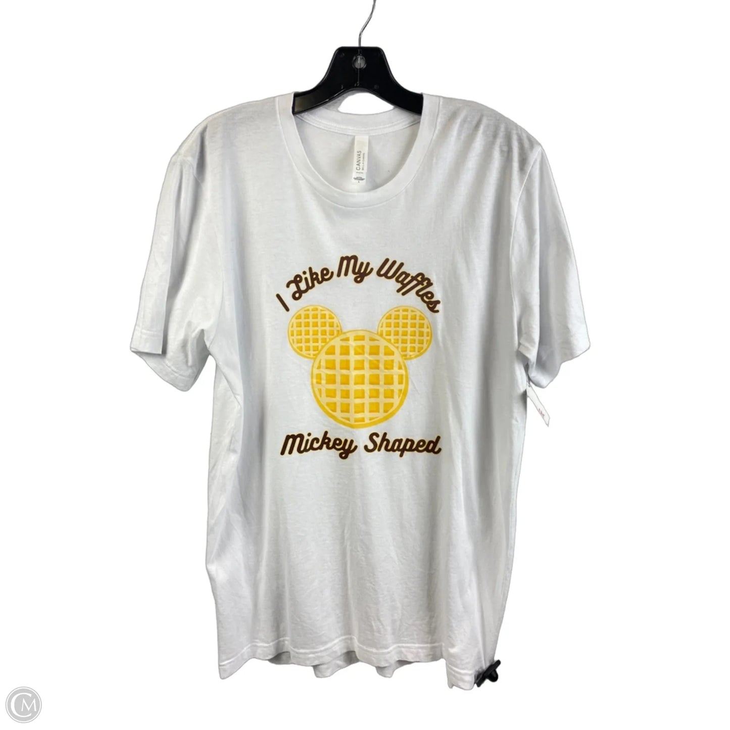 Top Short Sleeve By Canvas In White & Yellow, Size: L