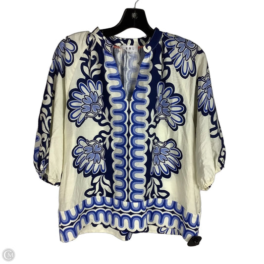 Top Short Sleeve By Thml In Blue & White, Size: M