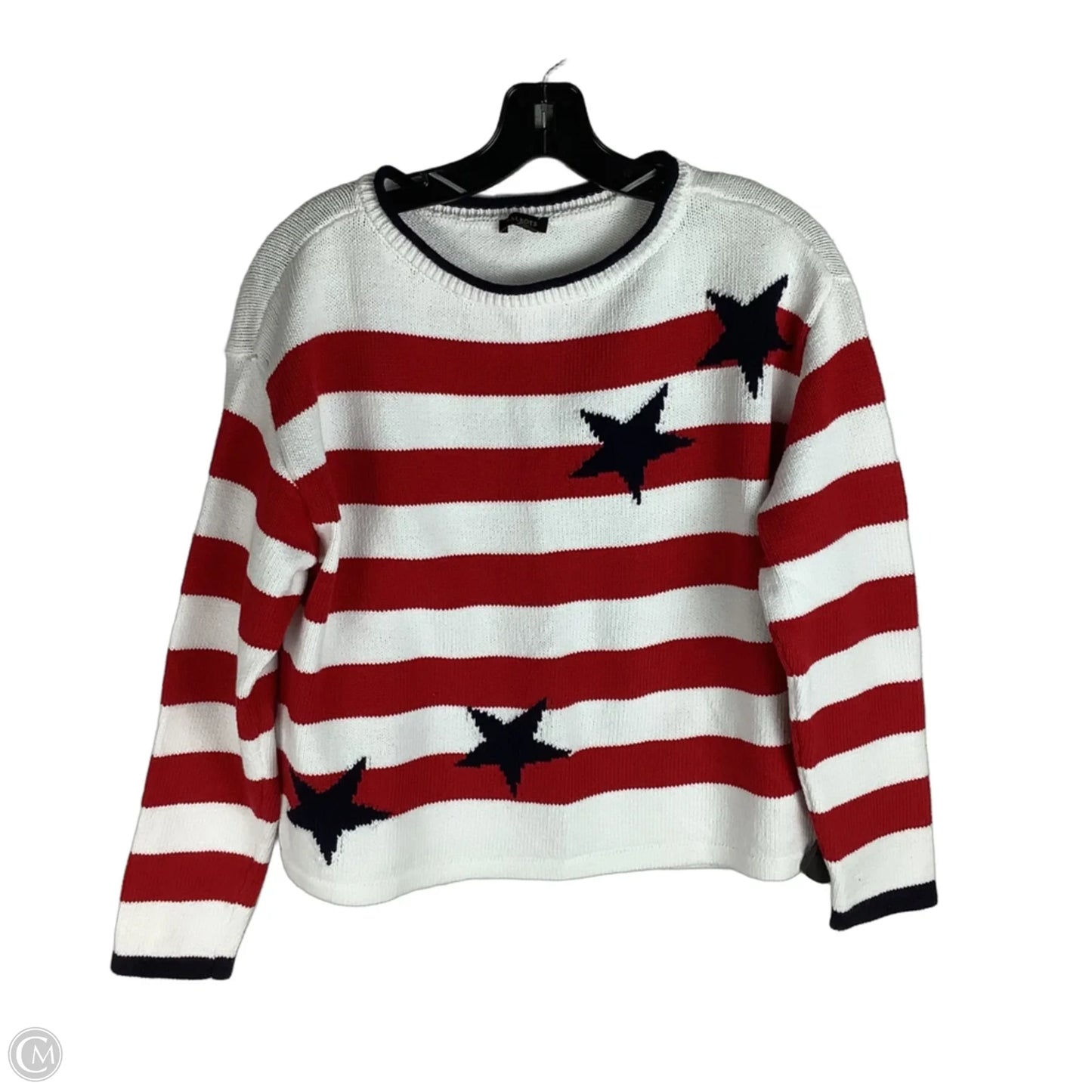 Sweater By Talbots In Red & White, Size: L