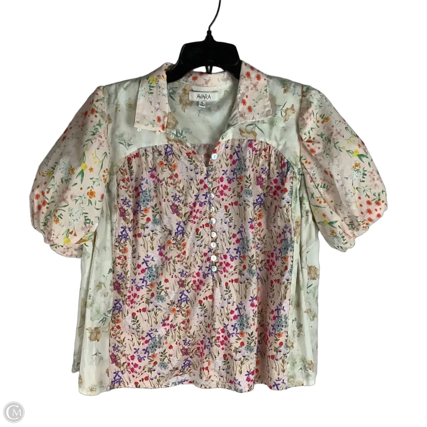 Top Short Sleeve By Avara In Floral Print, Size: S