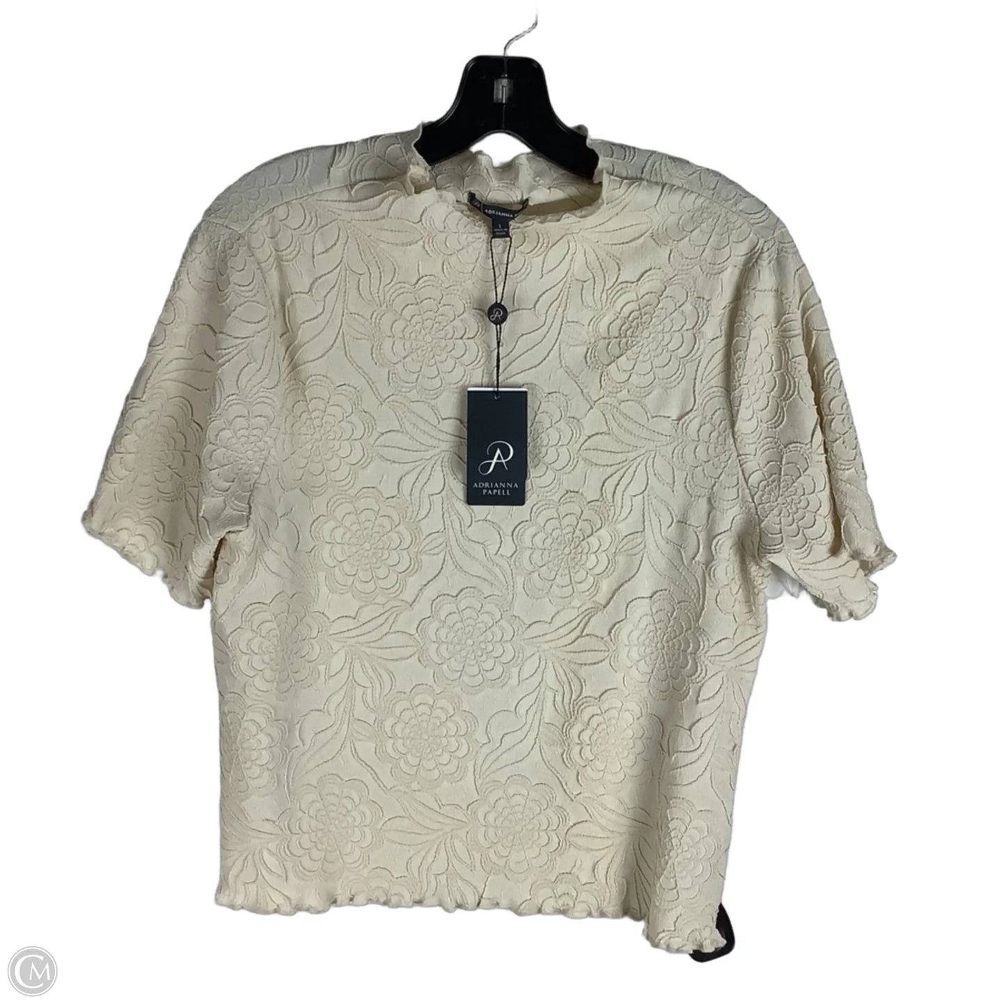 Top Short Sleeve By Adrianna Papell In Cream