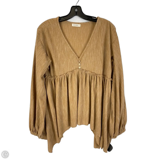 Top Long Sleeve By Andthewhy In Brown, Size: L