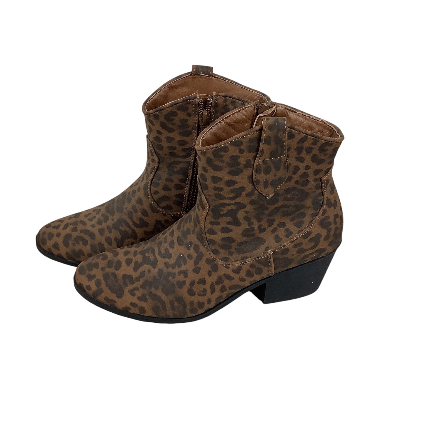 Boots Ankle Heels By True Craft In Animal Print, Size: 8