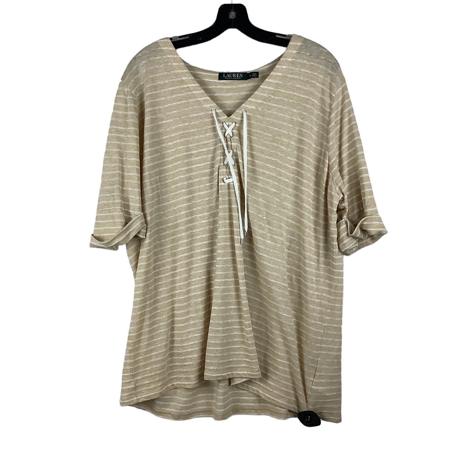 Tan Top Short Sleeve Lauren By Ralph Lauren, Size 2x