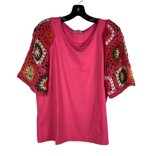 Top Short Sleeve By Cmc In Pink, Size: L