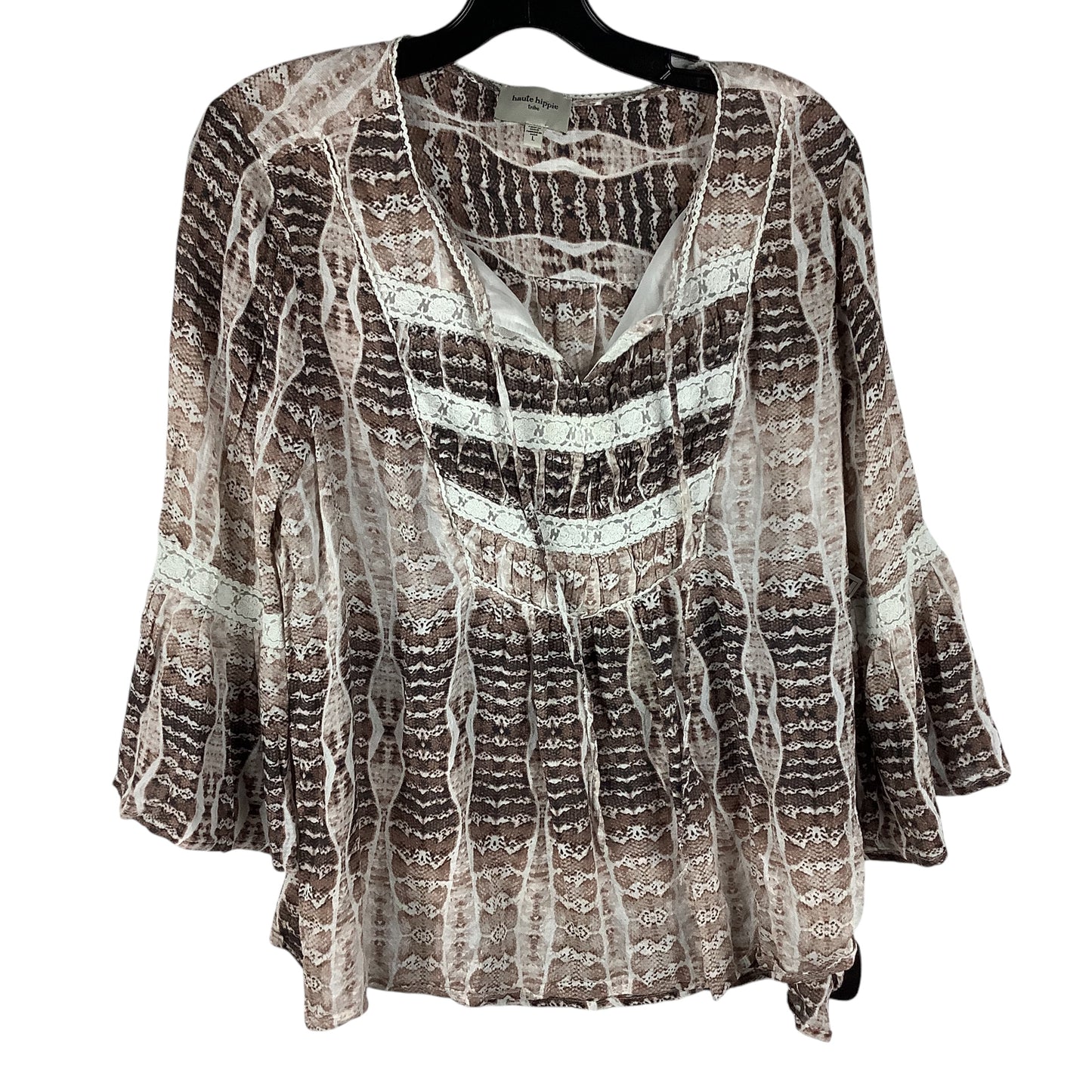 Top Long Sleeve By Haute Hippie In Brown, Size: L