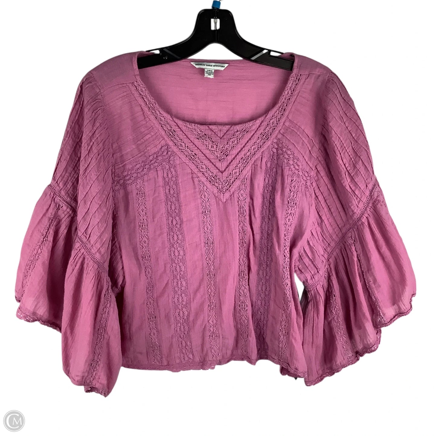 Top Short Sleeve By American Eagle In Purple, Size: L