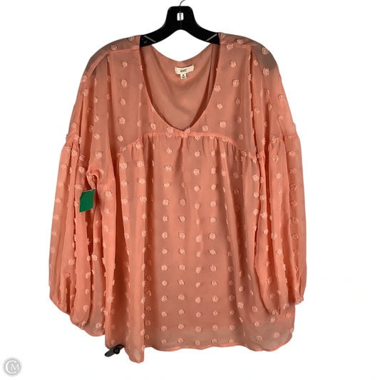 Top Long Sleeve By Cmc In Peach, Size: M