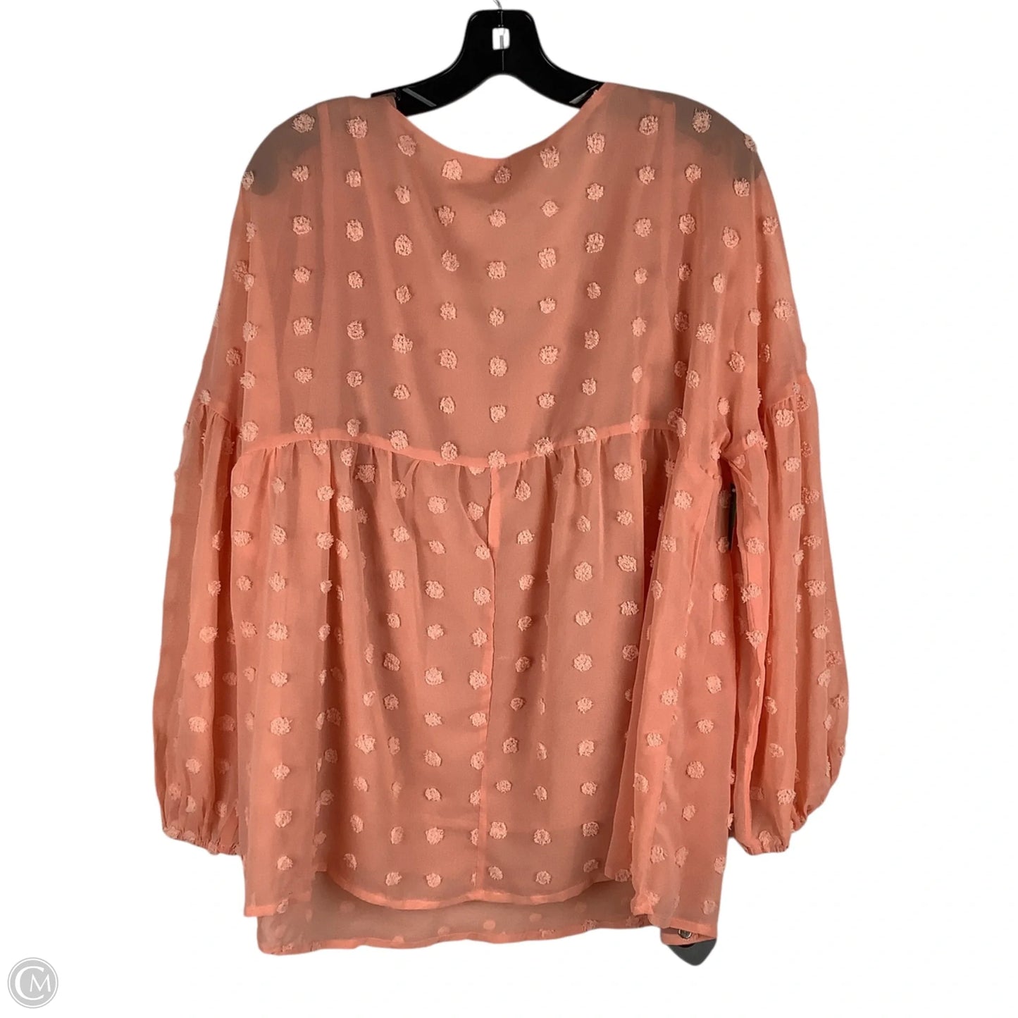 Top Long Sleeve By Cmc In Peach, Size: M