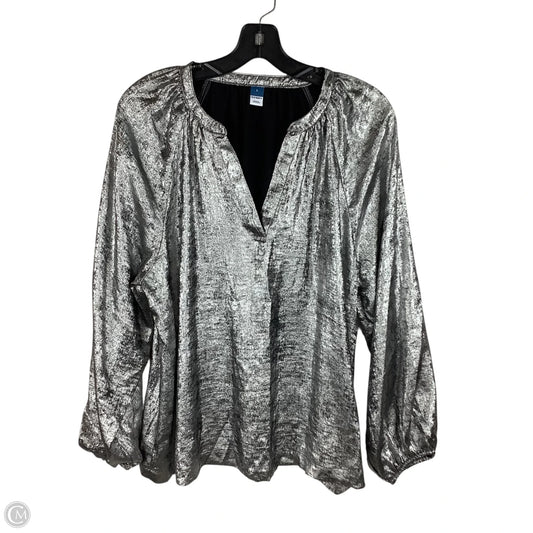 Top Long Sleeve By Old Navy In Silver, Size: L