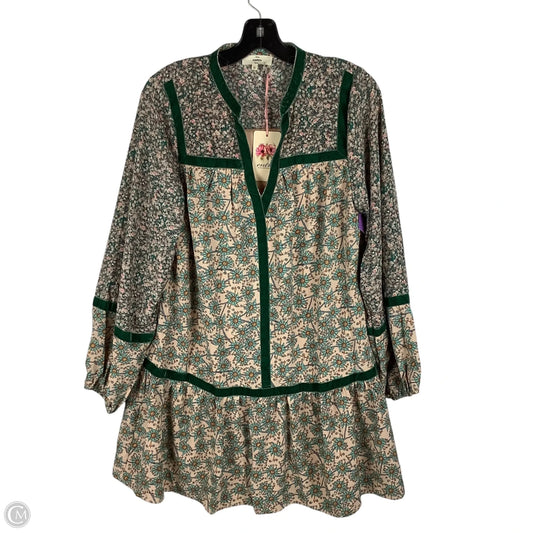 Dress Party Midi By Entro In Green & Tan, Size: S
