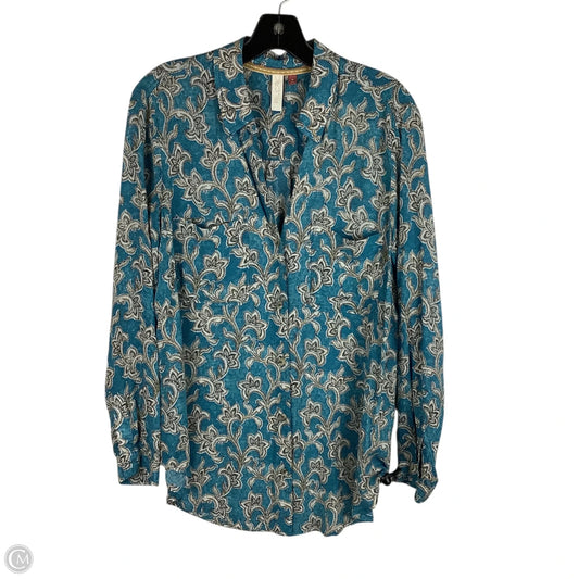 Top Long Sleeve By Pilcro In Blue, Size: M